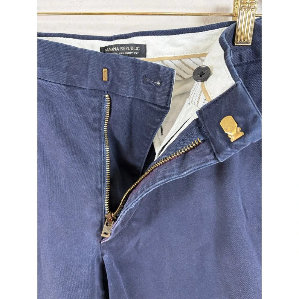 Banana Republic Mens Emerson Straight Fit Chino Pants Fits 31x32 Navy Trousers